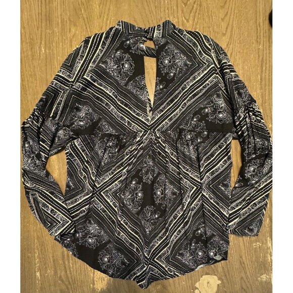 Free People Walking On A Dream Tunic Shirt Black Size Large Boho Long Sleeve - Picture 11 of 13